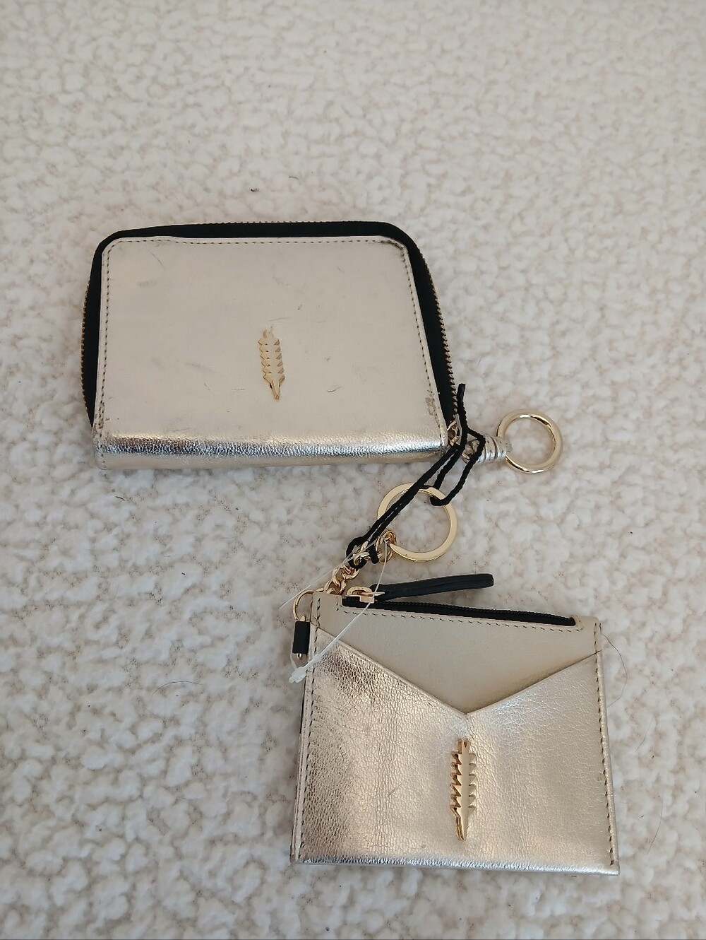 Thacker Gold Metallic Zip Around Waller And Credit Card Case